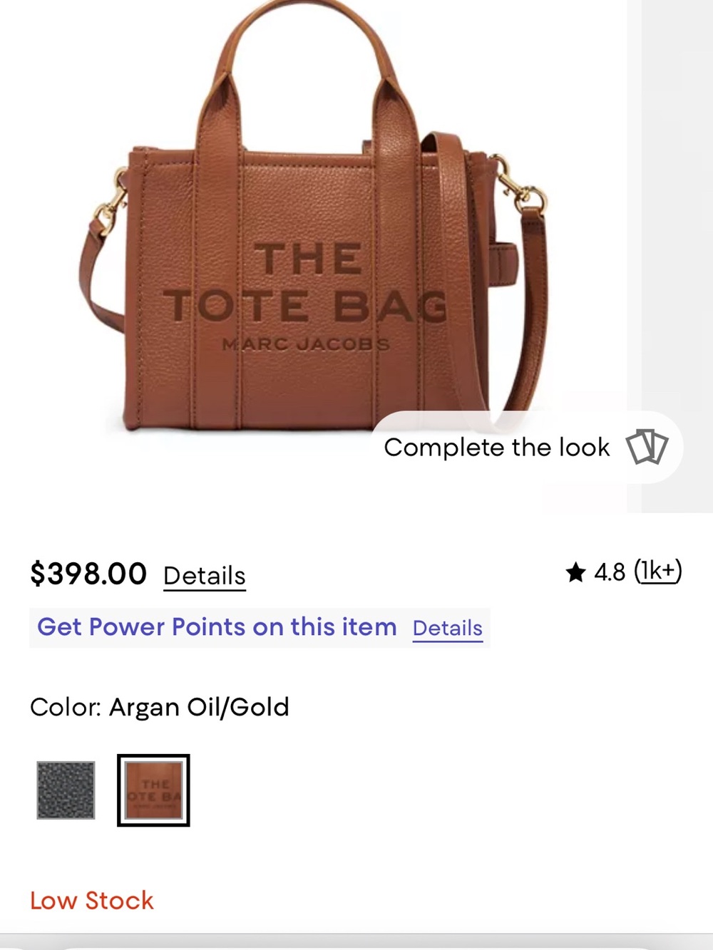 Marc Jacobs Argan Oil Leather Tote with Gold Hardware